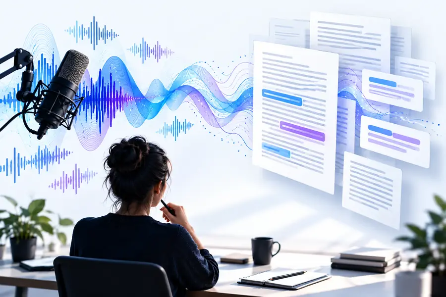 Illustration associated with an online audio transcription workflow