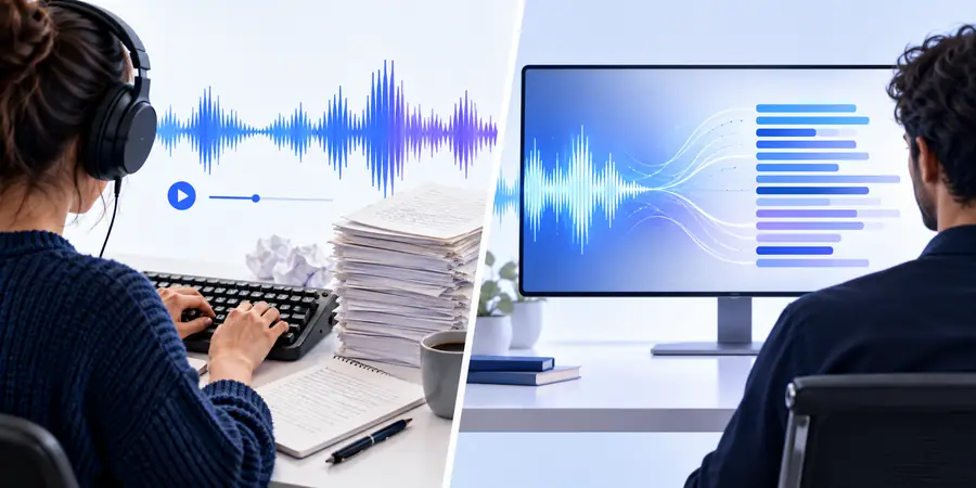 Comparison of traditional and modern audio transcription workflows